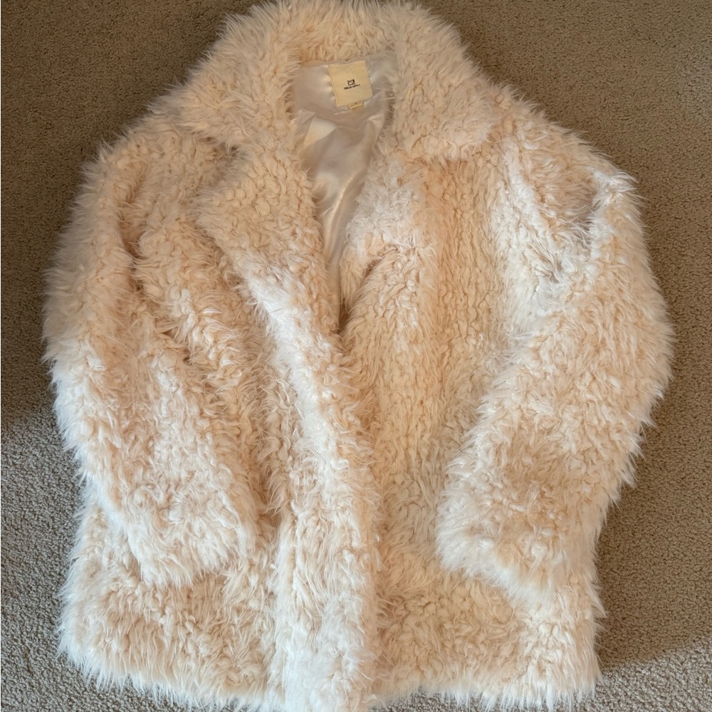 Thread Supply Cream Faux Fur Jacket